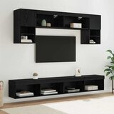 TV zidne jedinice s LED-om 6 pcs Crni hrast Konstruirano drvo | shoptok.hr