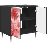  Kupaonski ormar AACHEN Crni hrast 60 x 40 x 61 cm - Ružičasti uzorak palme | shoptok.hr