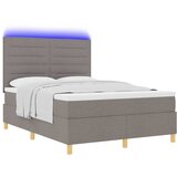  LED Box Spring Krevet Sivo-smeđa 140 x 200 cm tkanina | shoptok.hr
