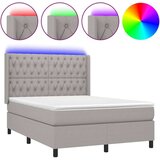  Krevet box spring s madracem LED svjetlosivi 140x200 cm tkanina | shoptok.hr