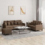  3-dijelni set sofa s jastucima smeđi od tkanine | shoptok.hr