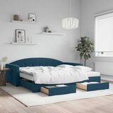  Dnevni krevet na razvlačenje s ladicama plavi 100x200 cm baršun | shoptok.hr