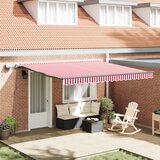 vidaXL Ročna Retraktibilna Tenda z LED Rdeča in Bela Črta 400x350 cm Cene