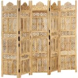 Sobna pregrada s 5 panela 200 x 165 cm od masivnog drva manga | shoptok.hr