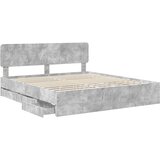  Krevetna konstrukcija s ladicama Betonsko Siva 200 x 200 cm | shoptok.hr