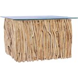  Stolić za kavu sa staklenom površinom 66x66x40 cm od tikovine | shoptok.hr