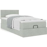 vidaXL Otomanski posteljni okvir z vzmetnico siv 90x200 cm žamet | Shoptok.si