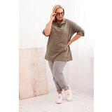 Kesi Włoski Women's Plus Size blouse with loose fit and water neckline khaki | shoptok.hr