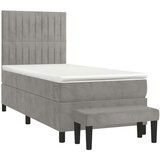 Box spring krevet s madracem svjetlosivi 90x190 cm baršunasti | shoptok.hr