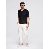 Ombre Men's knitted T-shirt with buttons at neckline - black | shoptok.hr