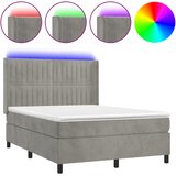  box spring s madracem LED svjetlosivi 140x190 cm baršun | shoptok.hr