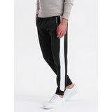 Ombre Men's sweatpants joggers with contrasting stripes - black | ePonuda.com