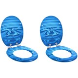  Toaletna sjedala s mekim zatvaranjem 2 pcs Plave kapi MDF ploča | shoptok.hr