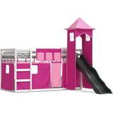Krevet na kat s toboganom i zavjesama ružičasti 90 x 200 cm | shoptok.hr