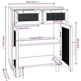  Komoda crna 60 x 30 x 75 cm masivna borovina i prirodni ratan | shoptok.hr