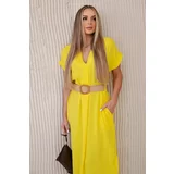 Kesi Women's dress with decorative belt - yellow