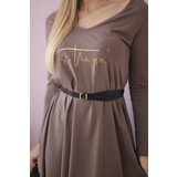 Kesi Dress with decorative belt and mocha inscription | shoptok.hr