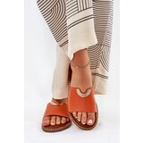 Boto Women's Eco Leather Slippers With Decorative Details Orange Mevith | shoptok.hr