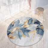 Mila Home modra/zlata pralna okrogla preproga ø 100 cm golden leaves – | Shoptok.si