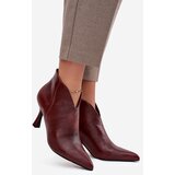 Boto Patent Leather Low Women's Ankle Boots On Heel Bordeaux Jolivra | Shoptok.si