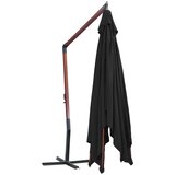  Viseći suncobran s drvenom šipkom 400 x 300 cm crni | shoptok.hr