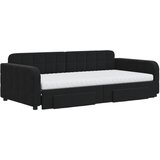  Dnevni krevet na razvlačenje s ladicama crni 100x200 cm baršun | shoptok.hr