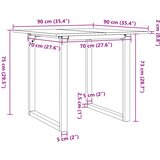  Blagovaonski stol O-oblika 90x90x75 cm od borovine i čelik | shoptok.hr