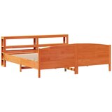 vidaXL Posteljni okvir z vzglavjem voščeno rjava 200x200 cm borovina, (21311058) Cene
