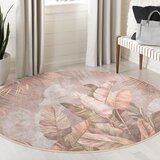 Mila Home svetlo rožnata pralna okrogla preproga ø 150 cm dusty leaves – | Shoptok.si