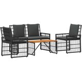  Set vanjskog namještaja s jastukom 4 pcs Crna i tamno siva - Crna i tamno siva 2x pojedinačna stolica +1x klupa +1x veliki stol | shoptok.hr
