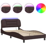  The Living Store Posteljni okvir z LED lučkami temno rjav 100x200 cm tkanina - Posteljni Okvir, (21450494) | Shoptok.si