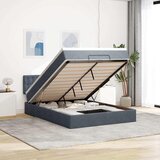 vidaXL Otomanski posteljni okvir z vzmetnico siv 140x190 cm žamet | Shoptok.si