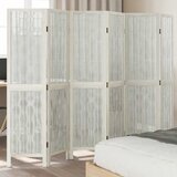Sobna pregrada s 6 panela bijela od masivnog drva paulovnije | shoptok.hr