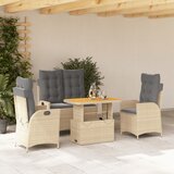  4-dijelni vrtni blagovaonski set od poliratana s jastucima bež 90 cm table length | shoptok.hr