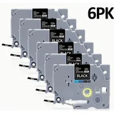 Trak TZE-335 (bela-črna) 12 mm, kaseta s trakom za označevanje za Brother 8m - 6 kosov