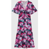 Marisse Patterned Fuchsia Dress With A Neckline | ePonuda.com