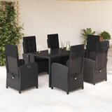  7-dijelni vrtni blagovaonski set s jastucima crni od poliratana | shoptok.hr