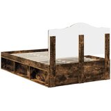  Krevetna konstrukcija s uzglavljem Dimljeni hrast 135 x 190 cm | shoptok.hr