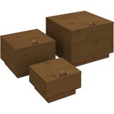  Kutije za pohranu s poklopcima 3 kom boja meda masivna borovina | shoptok.hr