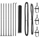 vidaXL Šesterokotna ograja Siva 1.2x10 m Jeklo, Ograjni stebri s podnožjem 7 kos Ø32mm 68.5cm Galvanizirano jeklo Cene