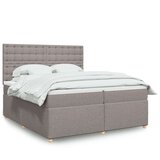  Krevet s oprugama i madracem smeđesivi 200x200 cm od tkanine - Sivo-smeđa 200 x 200 cm gumbi | shoptok.hr