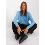 Fashion Hunters Light blue classic sweater with wool Cene