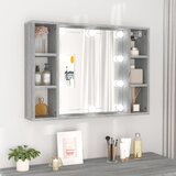 vidaXL Omarica z ogledalom in LED lučkami siva sonoma 76x15x55 cm Cene