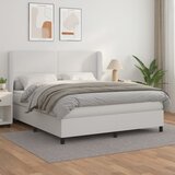  s oprugama i madracem bijeli 160x200 cm od umjetne kože | shoptok.hr