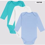 Mafimi Pamučni Bodići Dugi rukav set od 3 - tirkiz/ bela/ plava Cene