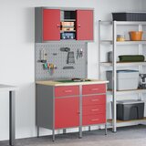 vidaXL Set od 4 Crveno, Sivo Čelik, 25mm konstruirano drvo Srednji | shoptok.hr
