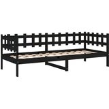  Dnevna postelja črna 90x200 cm trdna borovina, (20724444) | Shoptok.si