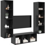  Set TV stalka s policom Zidne s pohranom 3 pcs Crni hrast 37 x 37 x 142.5 cm | shoptok.hr