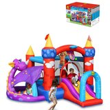 Happy Hop dvorac na napuhavanje Zmajev dvor 350 x 350 x 245 cm s toboganom i puhalicom | shoptok.hr