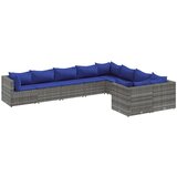  The Living Store Vrtna sedežna garnitura 9-delna z blazinami siv poli ratan - Vrtna Sedežna Garnitura, (21460947) | Shoptok.si